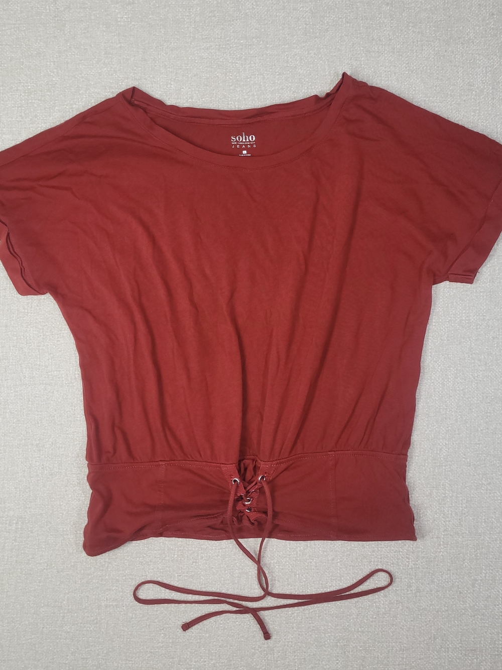Soho Rust Lace-Up Waist Crop Top
